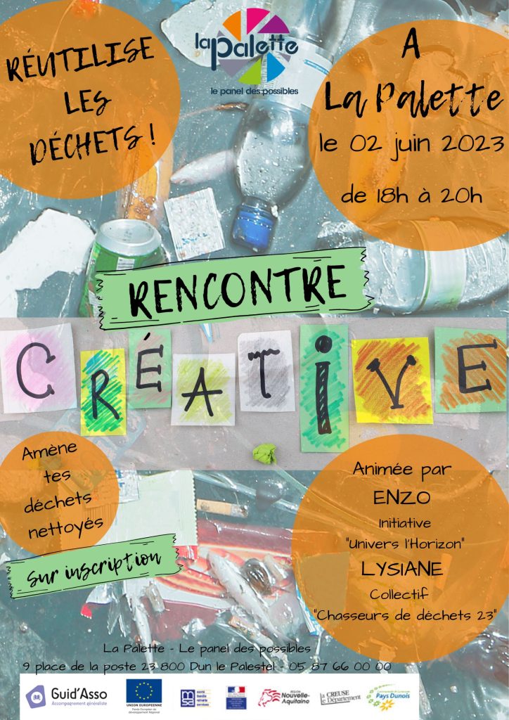 Initiatives Citoyennes | Atelier créatif autour des déchets : "Réutilise les déchets" - À La Palette le 02 juin 2023 de 18h à 20h.